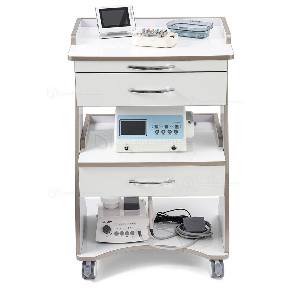 Dentech G06 Carro Dental M&oacute;vil con Gabinete de Almacenamiento, Bandeja para Instrumental y Doble Caj&oacute;n